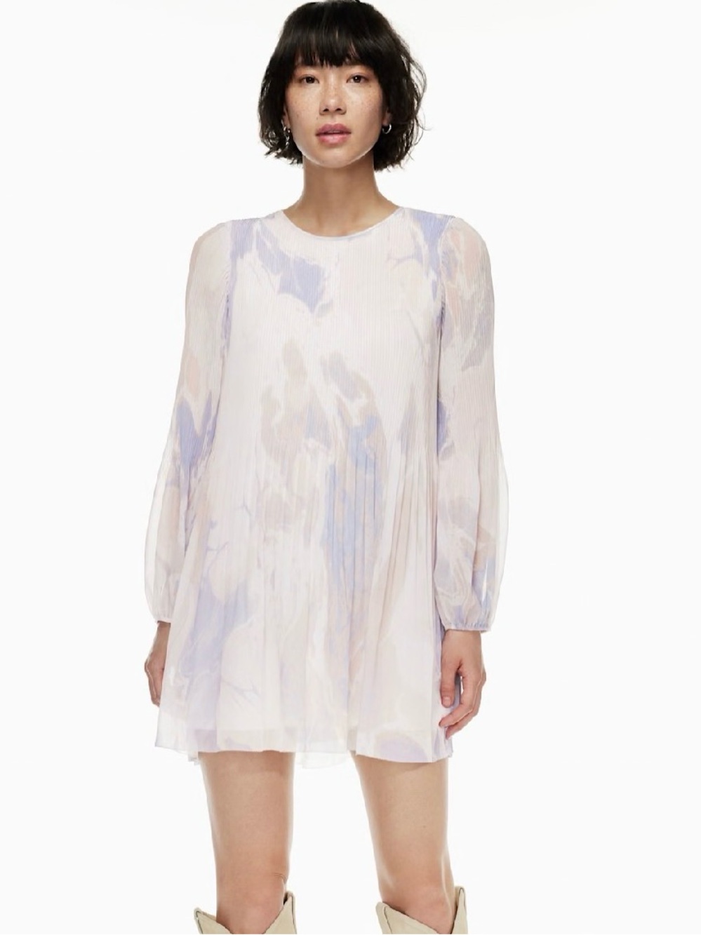 Aritzia Mini Dress in Lavender and White Watercolor Print